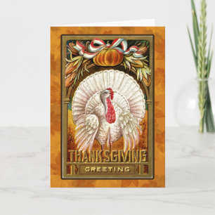 Cartes Pour Fêtes Annuelles Vintage White Thanksgiving Turkey