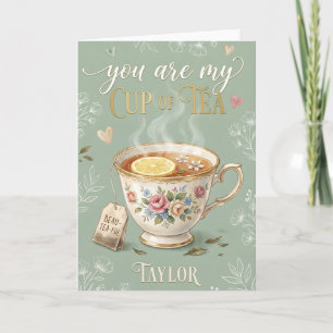 Cartes Pour Fêtes Annuelles vintage Wildflower Tasse de thé verdure