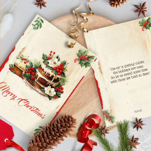 Cartes Pour Fêtes Annuelles Vintage Winter Berries Botanique Joyeux Noël