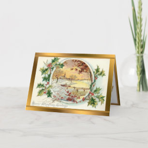 Cartes Pour Fêtes Annuelles Vintage Winter Landscape
