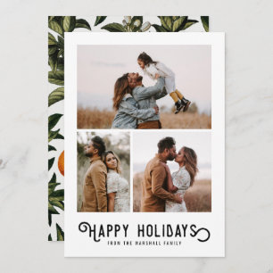 Cartes Pour Fêtes Annuelles Vintage Winter Oranges 3 Photo Collage