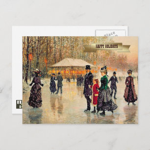 Cartes Pour Fêtes Annuelles Vintage Winter Parisian Scene Christmas