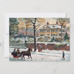 Cartes Pour Fêtes Annuelles Vintage Winter Street Joyeux Noël