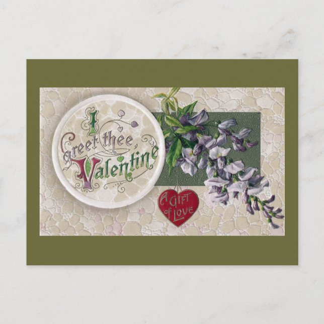 Cartes Pour Fêtes Annuelles Vintage Wisteria Valentine (Devant)
