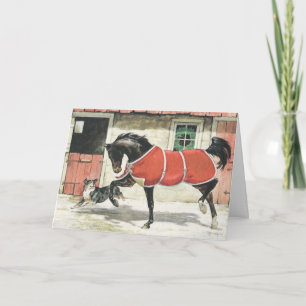 Cartes Pour Fêtes Annuelles Vintages amis du cheval et du chien, Joyeux Noël