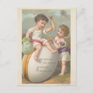Cartes Pour Fêtes Annuelles Vintages mignons petits garçons jouent aux bénédic