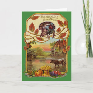 Cartes Pour Fêtes Annuelles Vintages salutations de remerciement Bénédiction à