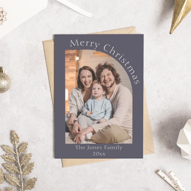 Cartes Pour Fêtes Annuelles Violet et crème Arche moderne Photo Noël (modern boho purple arch photo christmas holiday card)