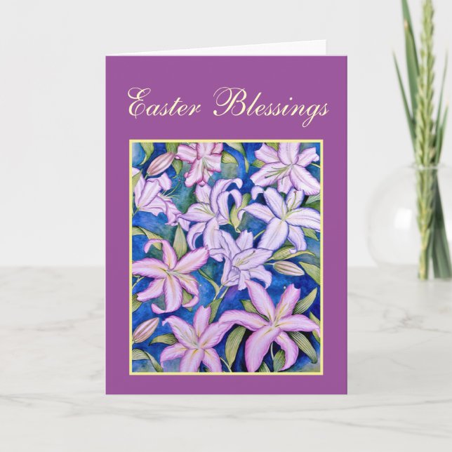 Cartes Pour Fêtes Annuelles Violet Lys de Pâques (Devant)