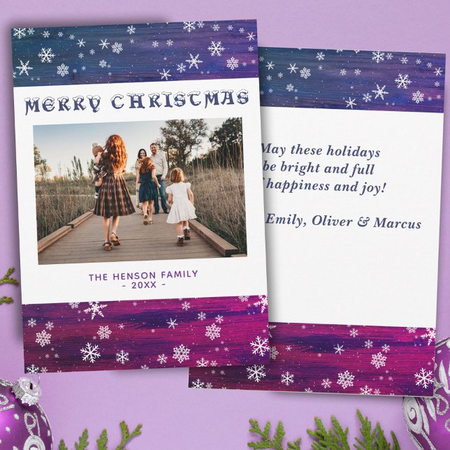 Cartes Pour Fêtes Annuelles Violet rose Russe Flocon de neige en bois de Noël  (Créateur téléchargé)