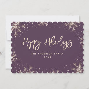 Cartes Pour Fêtes Annuelles Violet Snowflake hiver de neige