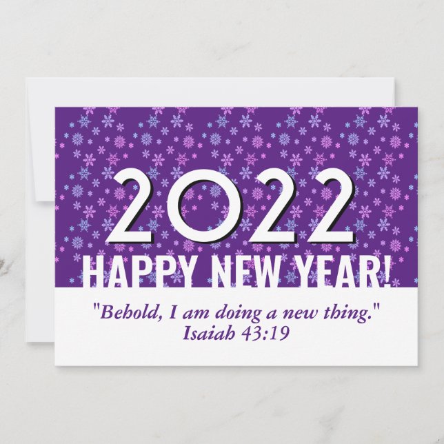 Cartes Pour Fêtes Annuelles Violet Snowflakes Christian HAPPY NEW YEAR 2022 (Devant)