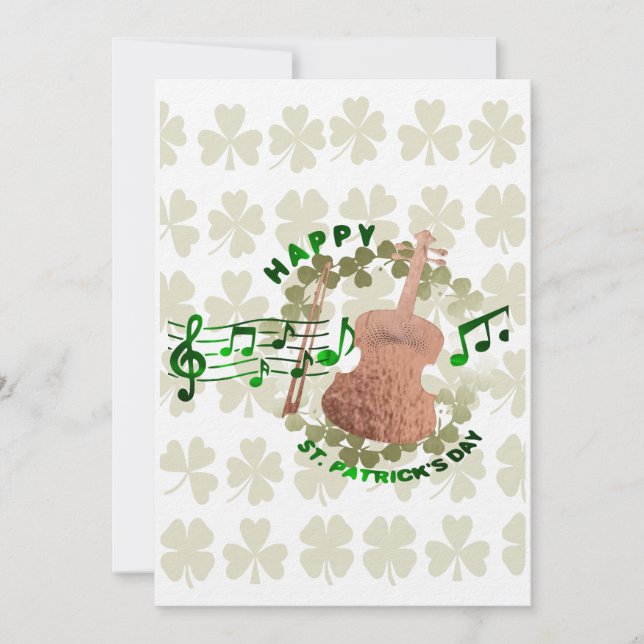 Cartes Pour Fêtes Annuelles Violon St. Patrick's Day  (Devant)