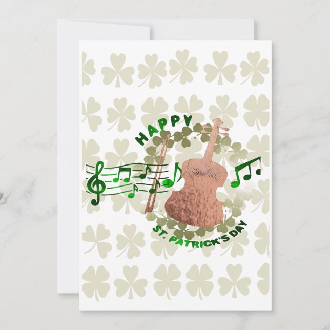 Cartes Pour Fêtes Annuelles Violon St. Patrick's Day  (Devant)
