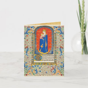 Cartes Pour Fêtes Annuelles VIRGIN AVEC ENFANT ET ANGELS Antique Fleurs