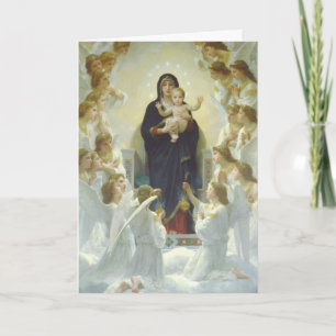 Cartes Pour Fêtes Annuelles Virgin Mary with Baby Jesus and Angels