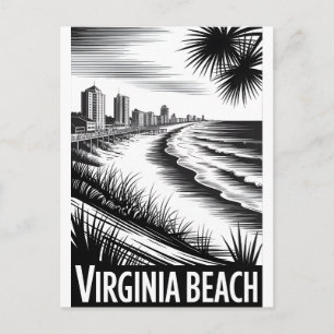 Cartes Pour Fêtes Annuelles Virginia Beach Virginia Noir Blanc Gravure sur boi