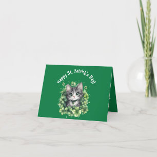 Cartes Pour Fêtes Annuelles Visage de Chat Chanceux Saint-Patrick pour les Amo