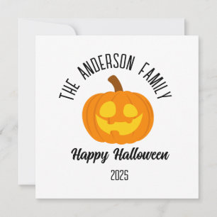 Cartes Pour Fêtes Annuelles Visage de citrouille lumineuse Halloween Nom perso