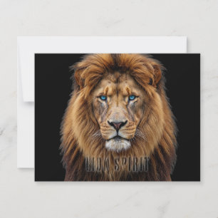 Cartes Pour Fêtes Annuelles Visage de lion majestueux aux yeux bleus Faune A