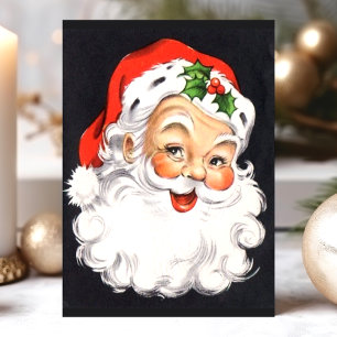 Cartes Pour Fêtes Annuelles Visage de Père Noël de Noël vintage