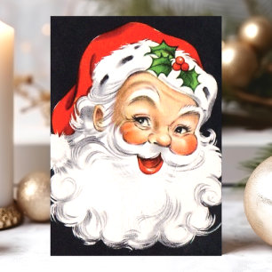 Cartes Pour Fêtes Annuelles Visage de Père Noël Vintage Noël