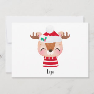 Cartes Pour Fêtes Annuelles Visage de Renne Souriant de Noël