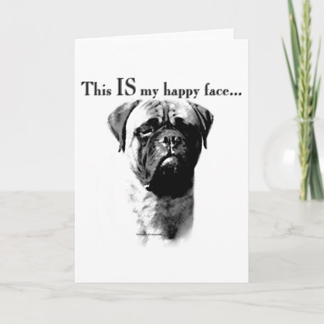 Cartes Pour Fêtes Annuelles Visage heureux de Bullmastiff (Devant)