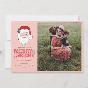 Cartes Pour Fêtes Annuelles Visage Père Noël joyeux   Joyeux et lumineux   Pho