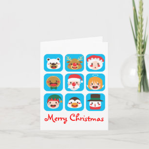 Cartes Pour Fêtes Annuelles Visages de caractère de Noël