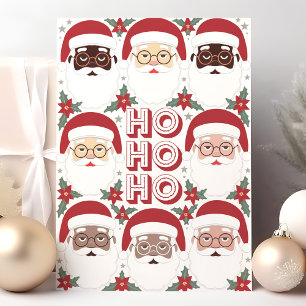 Cartes Pour Fêtes Annuelles Visages Divers de Père Noël Ho Ho Ho Noël