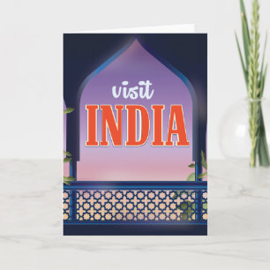 Cartes Pour Fêtes Annuelles Visitez l'Inde Impression de voyage vintage.