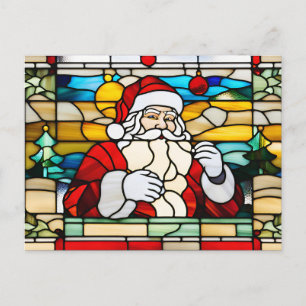 Cartes Pour Fêtes Annuelles Vitrail Abstrait Noël Père Noël