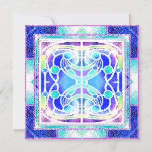 Cartes Pour Fêtes Annuelles Vitrail de Cathédrale en Bleu et Vert