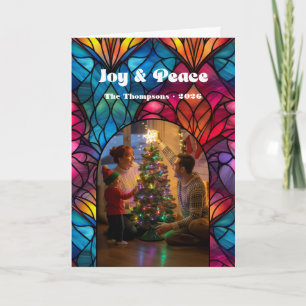Cartes Pour Fêtes Annuelles Vitre Vitrée Joie & Paix Photo de Noël