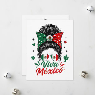 Cartes Pour Fêtes Annuelles Viva Mexico Fille Drapeau du Mexique Patriotique M