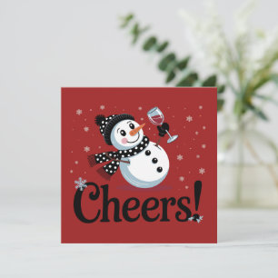 Cartes Pour Fêtes Annuelles Vive le vin Noël Bonhomme de neige Noël Boire Hive
