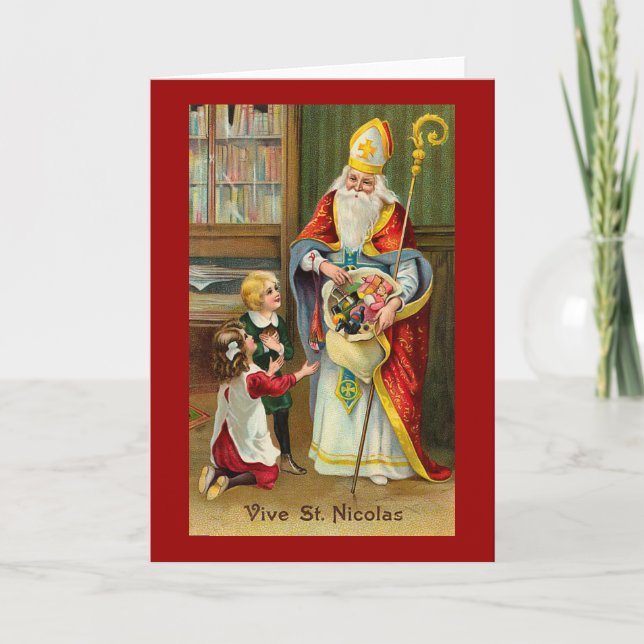 Cartes Pour Fêtes Annuelles "Vive St Nicolas" Français Vintage (Devant)