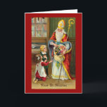 Cartes Pour Fêtes Annuelles "Vive St Nicolas" Français Vintage<br><div class="desc">Image vintage classique de Saint Nicolas distribuant des cadeaux de Noël à deux petits enfants. Les enfants ont l'air enchantés.</div>