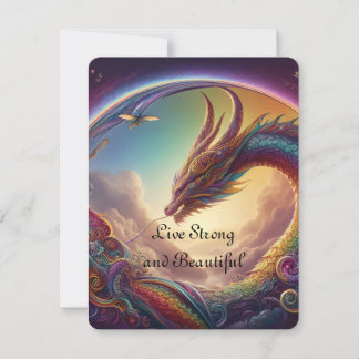 Cartes Pour Fêtes Annuelles Vivez fort et beau Dragon Rainbow