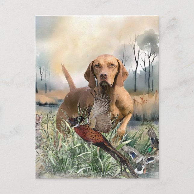 Cartes Pour Fêtes Annuelles Vizsla, Art (Devant)