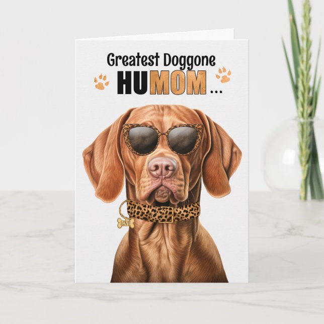Cartes Pour Fêtes Annuelles Vizsla Dog Best HuMOM Jour des Mères (Devant)