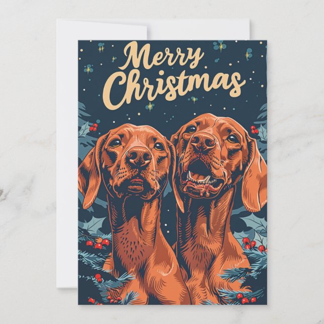 Cartes Pour Fêtes Annuelles Vizsla Joyeux Noël (Devant)