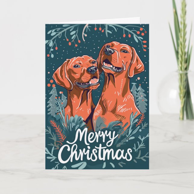 Cartes Pour Fêtes Annuelles Vizsla Joyeux Noël Personnalisé (Devant)