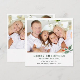 Cartes Pour Fêtes Annuelles Vœu de Noël Festif à Baies de Houx 2 PHOTO