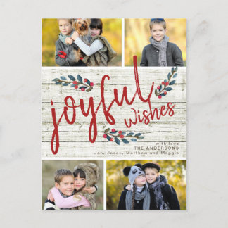 Cartes Pour Fêtes Annuelles Vœu Joyeux Rustique Rouge Noël 4 Collage Photo