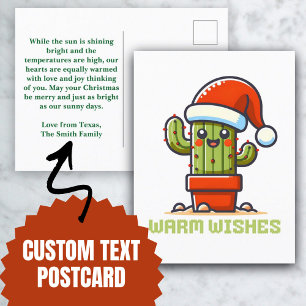 Cartes Pour Fêtes Annuelles Vœux chaleureux Cactus de Noël Cute Santa