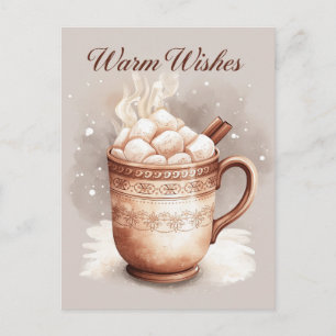 Cartes Pour Fêtes Annuelles Vœux chaleureux de cacao chaud et guimauves