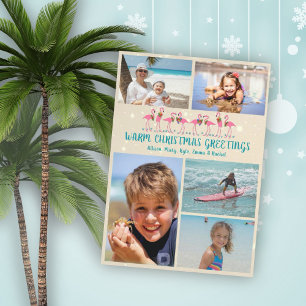 Cartes Pour Fêtes Annuelles Vœux chaleureux de Noël Photomontage de flamants r