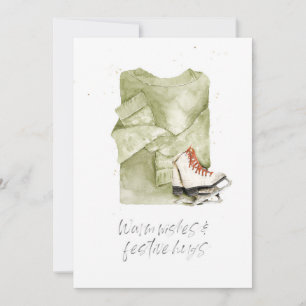 Cartes Pour Fêtes Annuelles Vœux chaleureux et câlins de fête à l'aquarelle
